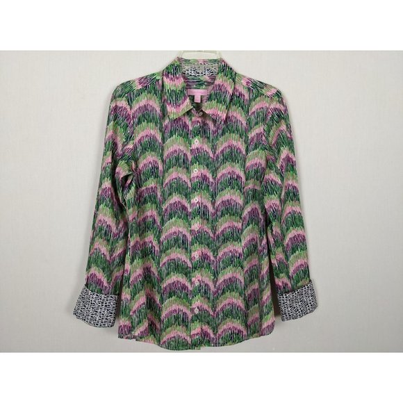 Lilly Pulitzer long sleeve button down cotton blouse sz 10 - Picture 8 of 9